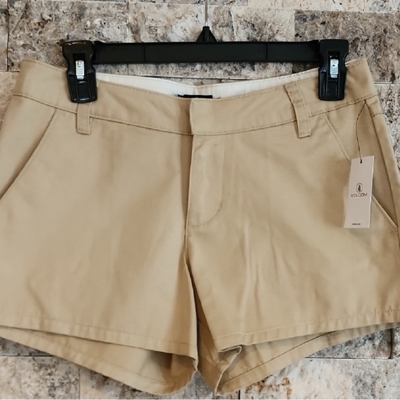 Volcom Women's High Waist Beige Shorts - Picture 1 of 5